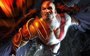 Картинка God of War взлетающий герой компьютерная игра