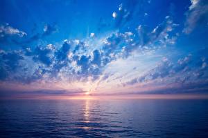 Картинки Морские просторы закат, небо, вода, облака Природа