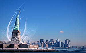 Фото Штаты Статуя свободы город