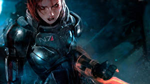 Фотографии Mass Effect Mass Effect 3 Игры Фэнтези Девушки