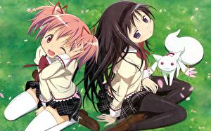 Обои Mahou Shoujo Madoka Magica Аниме Девушки