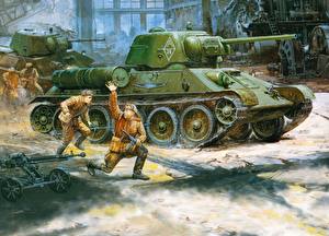 Обои Рисованные Танк Т-34 T-34/76 Армия