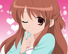 Картинка Меланхолия Харухи Судзумии Аниме Девушки