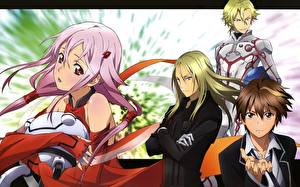 Картинка Guilty Crown Парень Девушки