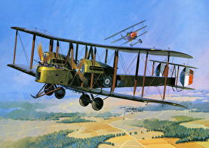 Картинка Самолеты Рисованные Ретро Vickers Vimy Авиация