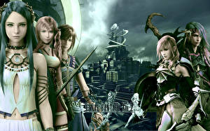 Картинка Final Fantasy Final Fantasy XIII Игры Девушки