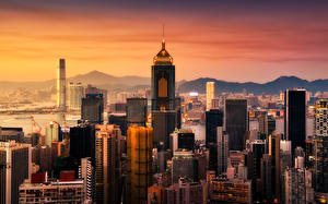 Фотографии Китай Гонконг Небоскребы Здания Мегаполис