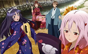 Обои для рабочего стола Guilty Crown Парень Аниме Девушки