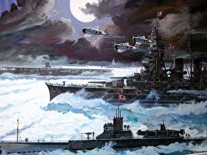 Фотографии Рисованные Корабль Imperial Japanese Navy (IJN) Армия