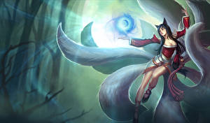 Картинка LOL Ahri Игры Фэнтези Девушки