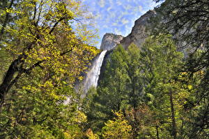 Картинка Парки Водопады Штаты Йосемити Калифорния Bridalveil
