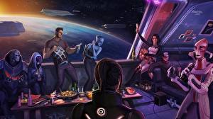 Картинка Mass Effect Mass Effect 3 шепард, лиара, миранда, тали, джокер, пати хард