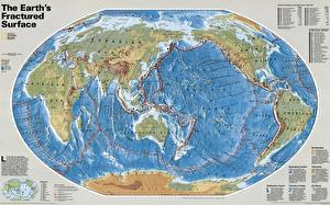 Обои для рабочего стола География Географическая карта Карта разломов земной коры