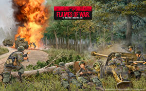 Фотографии Flames of War Пушки Солдат