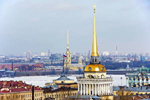 Обои Санкт-Петербург Шпили Адмиралтейства и Петропавловской крепости Города