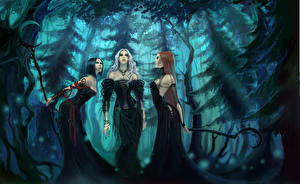 Фото Готика Фэнтези три колдуньи Девушки