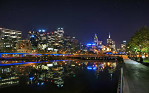 Картинки Австралия Мельбурн Ночь город