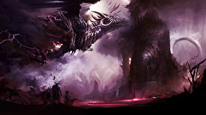 Обои Guild Wars скелетный дракон