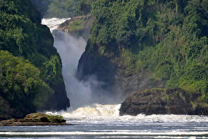 Фотография Водопады Африка Murchison Falls National Park Uganda Природа