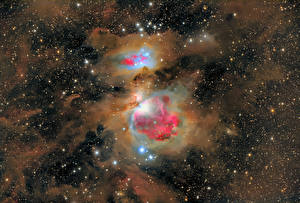 Картинки Туманности в космосе Звезды Орион созвездие M42 M43