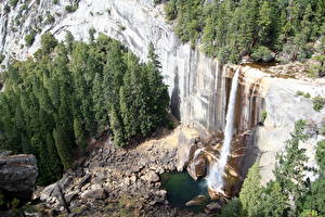 Обои Парки Водопады Америка Йосемити Калифорнии Vernal Природа