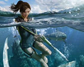 Картинки Tomb Raider Tomb Raider Underworld Лара Крофт компьютерная игра Девушки