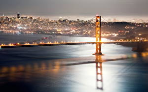 Обои для рабочего стола Америка Мост Сан-Франциско Калифорнии golden gate bridge Города
