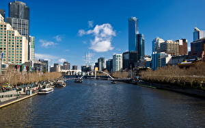 Картинка Австралия Небо Мельбурн Облако Города