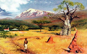 Обои для рабочего стола Живопись Зденек Буриан View of kilimanjaro
