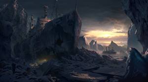 Картинка Конец света разбитый корабль Фэнтези