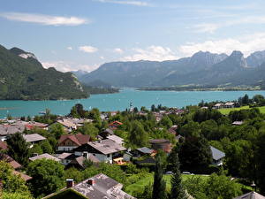 Картинки Озеро Австрия Небо Salzkamergut  Природа
