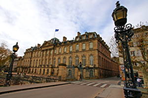 Фотографии Франция Уличные фонари Страсбург Rohan Palace Города