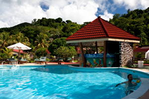 Фотография Курорты Плавательный бассейн Seychelles остров Praslin