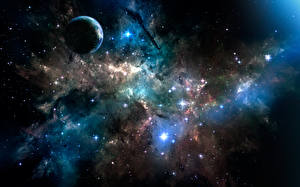 Картинка Туманности в космосе Планеты Звезды Космос