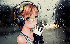 Картинки Ренжи Мурата Наушники наушники очки микрофон Девушки