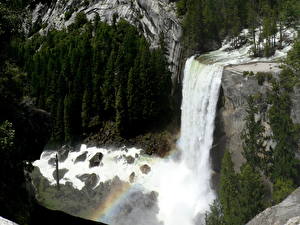 Картинки Водопады Штаты Йосемити Калифорнии Vernal