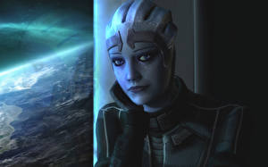 Обои Mass Effect Liara компьютерная игра Девушки