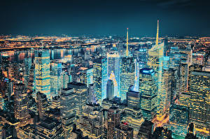 Фотография Штаты Нью-Йорк Ночные Города