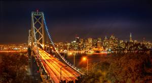 Картинки Штаты Мост Ночь Сан-Франциско Калифорния