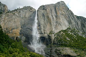 Обои Парк Водопады Штаты Йосемити Калифорнии Природа