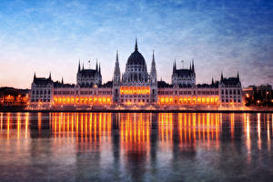 Фотографии Венгрия Ночь парламент Будапешт