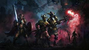 Фотографии Воители С мечом Доспехи Щит Фэнтези