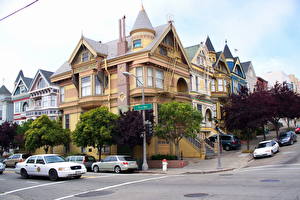 Фото США Сан-Франциско Калифорния Old Victorian houses Города