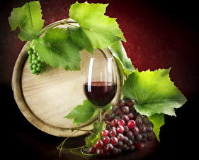 Обои Напитки Вино Бочка Виноград Листва