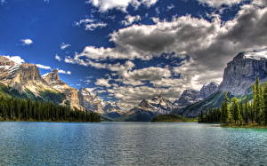 Фотография Озеро Канада Джаспер парк Maligne Lake Природа