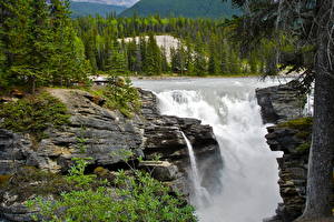 Картинки Водопады Канада Джаспер парк athabasca falls