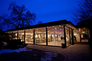 Картинки Дания Ночь Дания Humlebаеk Города