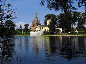 Фотографии Россия Небо Пруд Ольгин пруд в парке Петергофа Природа