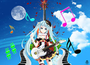 Картинки Vocaloid Гитара Аниме Девушки