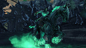 Фотографии Darksiders Darksiders II Нежить Лошадь Воины компьютерная игра Фэнтези